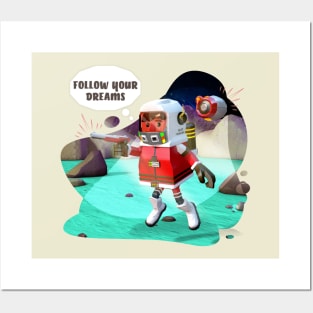 Red spacesuit, Follow your dreams. Leo Posters and Art